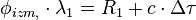 \phi_{izm,} \cdot \lambda_1 = R_1 + c \cdot \Delta \tau